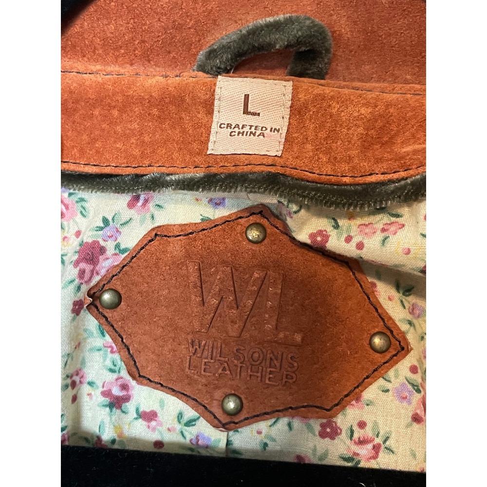 Wilsons Leather Vintage Suede Jacket Y2K Burnt Orange Lined Blazer Size L - Picture 5 of 9